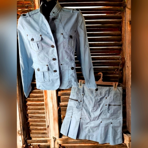 Vintage San Francisco Baby Blue 2 Piece Jacket & Pleated Skirt Set - Picture 1 of 15
